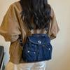 Stylish Denim Handbag Mini Backpack with Detachable Strap and Front Pockets for Casual Wear