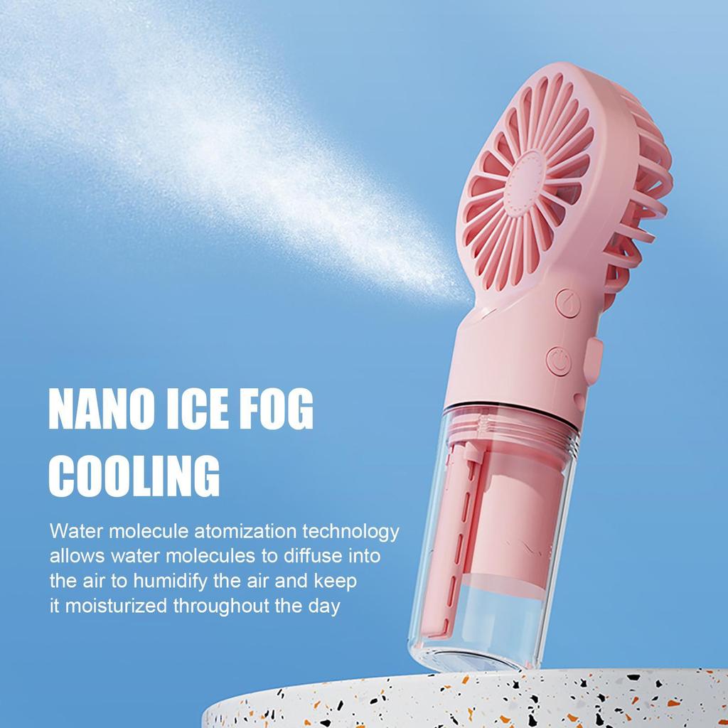 USB Rechargeable Mini Handheld Fan Portable Misting Fan With 4 Adjustable Speed Spray Water Mist Fan Outdoor Camping Travelling
