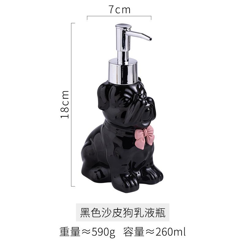 Modern Black White Cat and Dog Ceramic Lotion Bottle Home Disinfectant Refill Bottle Bathroom Accessory 3D Animal Soap Dispenser