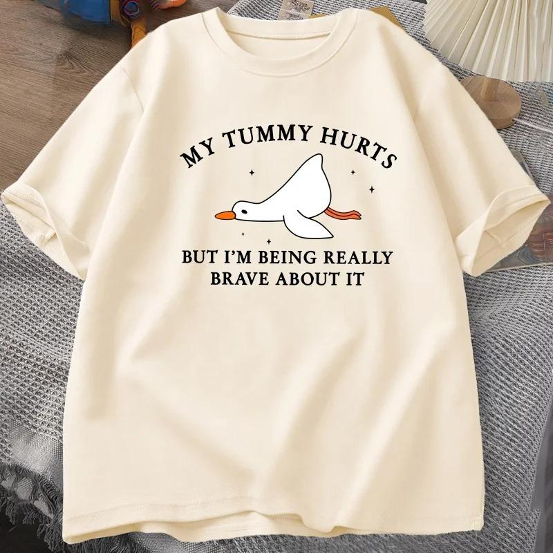 Letter White Goose Cartoon Pattern Printed Summer Womens Tshirt Short Sleeve Round Neck Casual Street Womens Tshirt