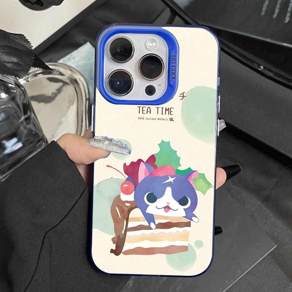 Yo-kai Cute W-Watch Phone Case For iPhone 16,15,14,13,12,11,Pro,Max,Plus,Mini,XS,SE Anti Fall Blue Matte Hard Bumper