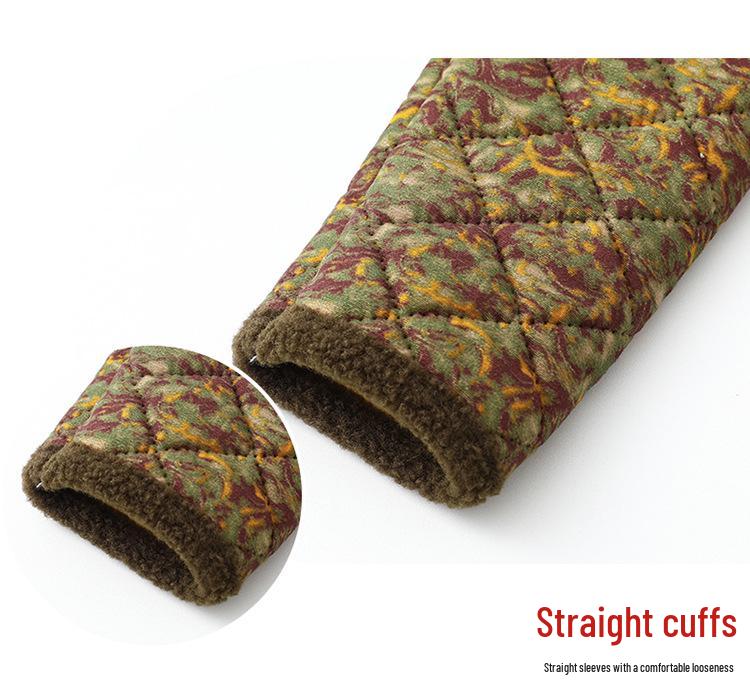 Mom's Winter Home Wear: Velvet & Thick Cotton Two-Piece Set for Middle-Aged & Elderly Women - Warm Jacket & Pants