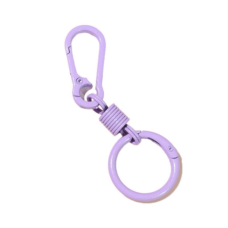 Colorful Zinc Alloy Carabiner Keychain with Rebound Finger Ring