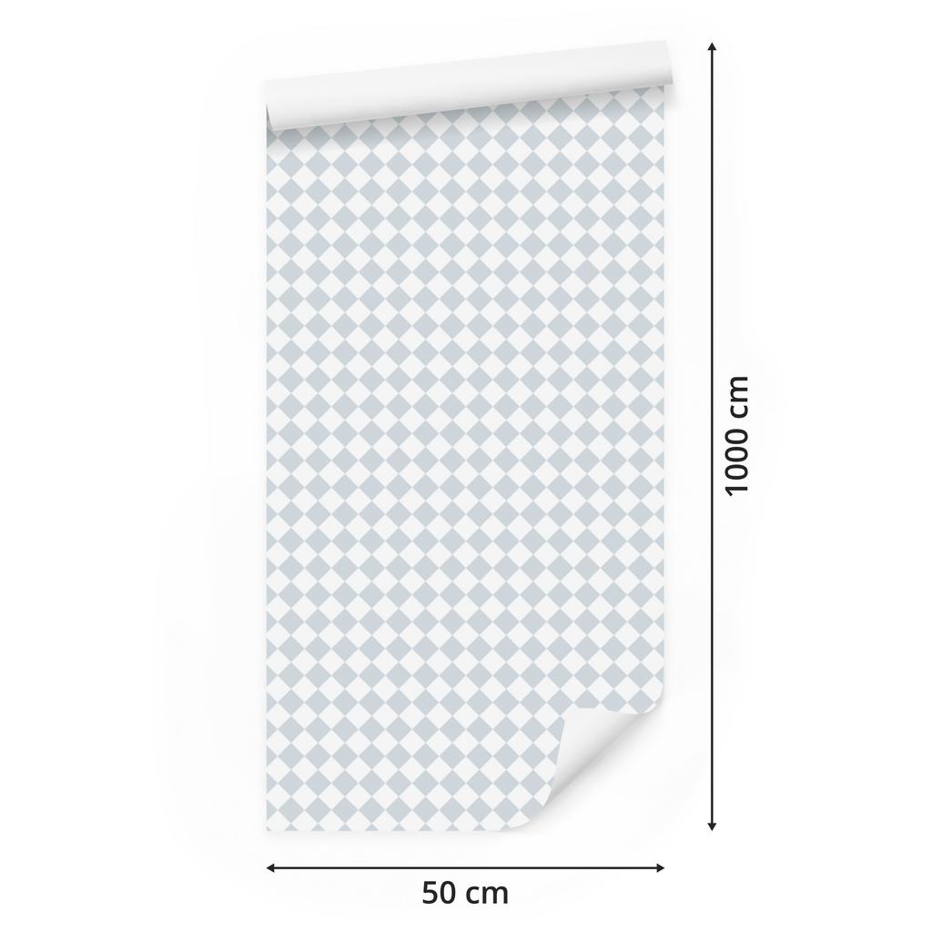 Geometric rhombus wallpaper white and light gray 50x1000