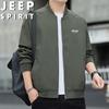 JEEP SPIRIT Men's Solid Color Baseball Collar Jacket