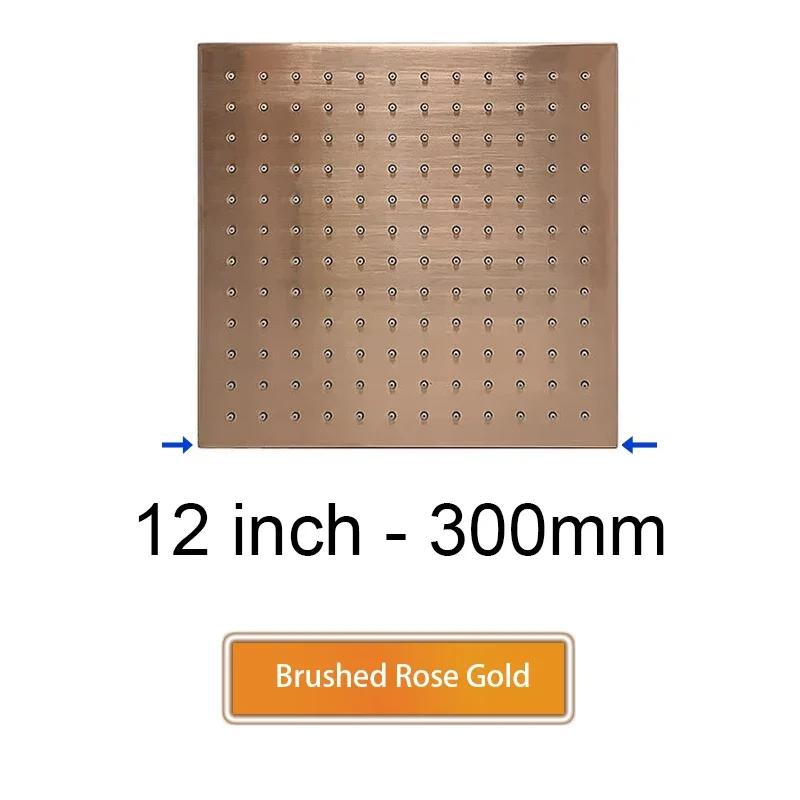 Bathroom Accessories Bath Square Rain Shower Head Quality Brass Shower, Brushed Gold, Rose, Black, Chrome, Brushed Grey