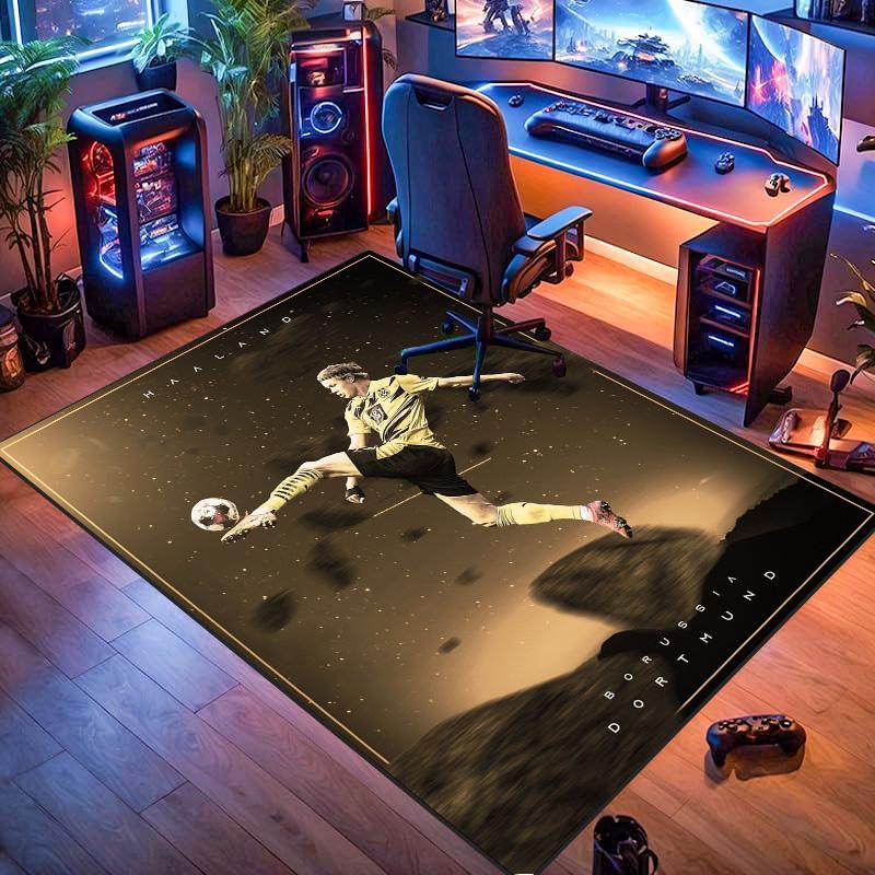 Erling Haaland Borussia Dortmund Football Rug Non Slip Floor Carpet Living Room Game Room Soccer Fan Gift