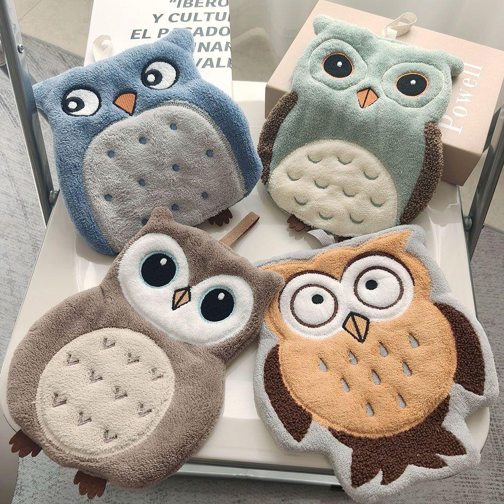 Hangable Kitchen Handkerchief Soft Cleaning Cloth High Quality Owl Hand Towels Kitchen Home