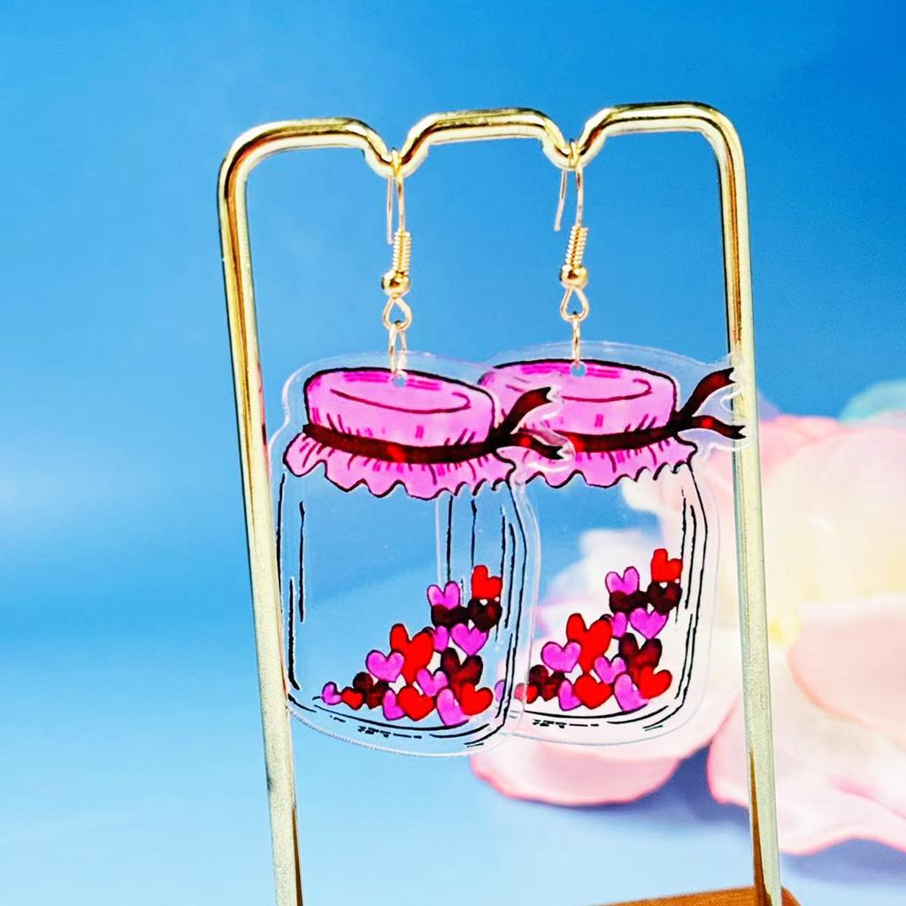 1 pair of flower tulip earrings earrings love stitching Valentine's Day earrings sweet cartoon