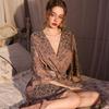 nightgown women's summer ice silk thin satin jacquard long retro sexy high-end spring and autumn bathrobe robe