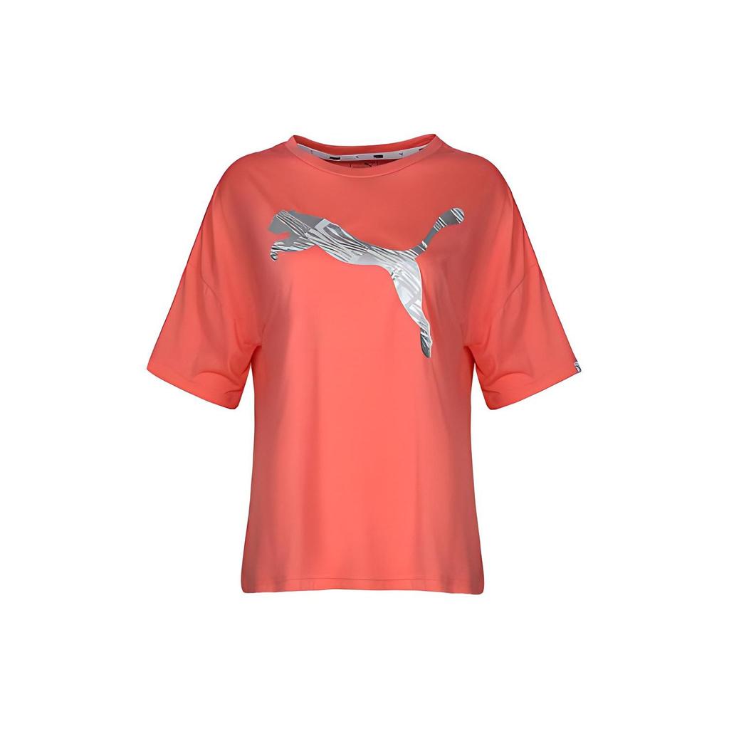 PUMA Color Block Logo Print Round Neck Pullover T-Shirt Women tops Pink 853175-11