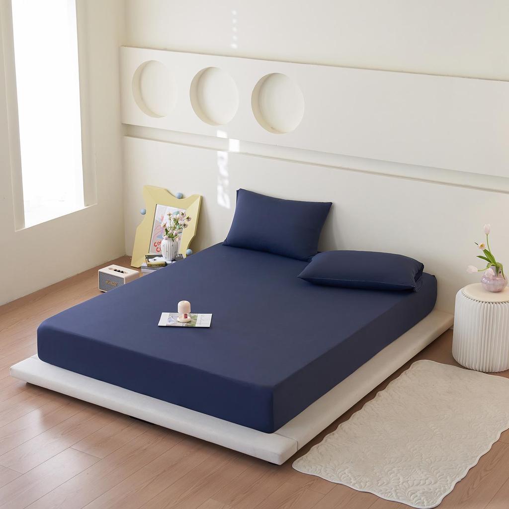 Summer Cool Ice Silk Bed Sheet Set: Non-stick, Machine Washable, Cat Hair Resistant Includes 3 Pieces