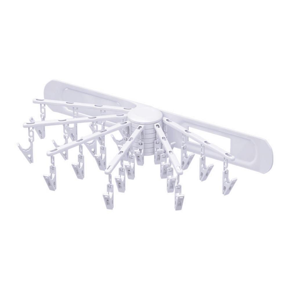 Wall Mount Rotary Drying Rack 24 Clips Underwear Hangers Folding Clothes Rack  Household