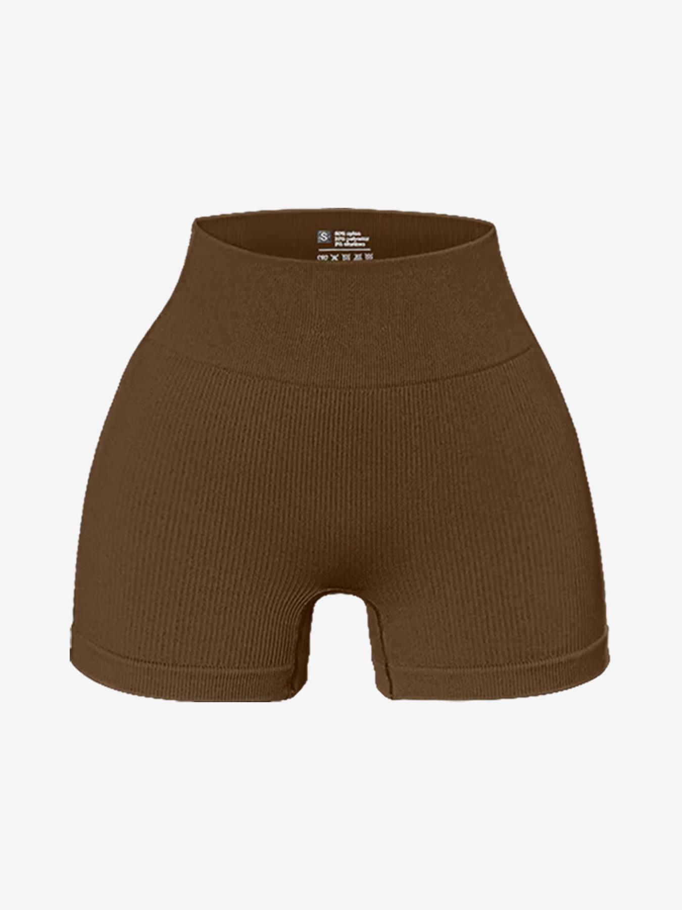 

Женские быстросохнущие брюки для йоги с высокой талией – однотонные, с эффектом подтяжки бедер, ребристые шорты для спорта Large