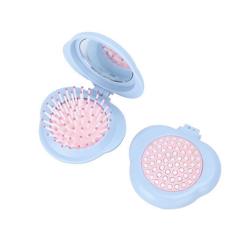 

Компактное откидное зеркало и расческа: Портативная мини-расческа с подушкой безопасности и складным зеркалом для макияжа 8x8x3 cm 51g синий