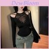 Tshirt For Women Slim Fit Mesh Splicing Long Sleeve With Embroidery For Spring 2025