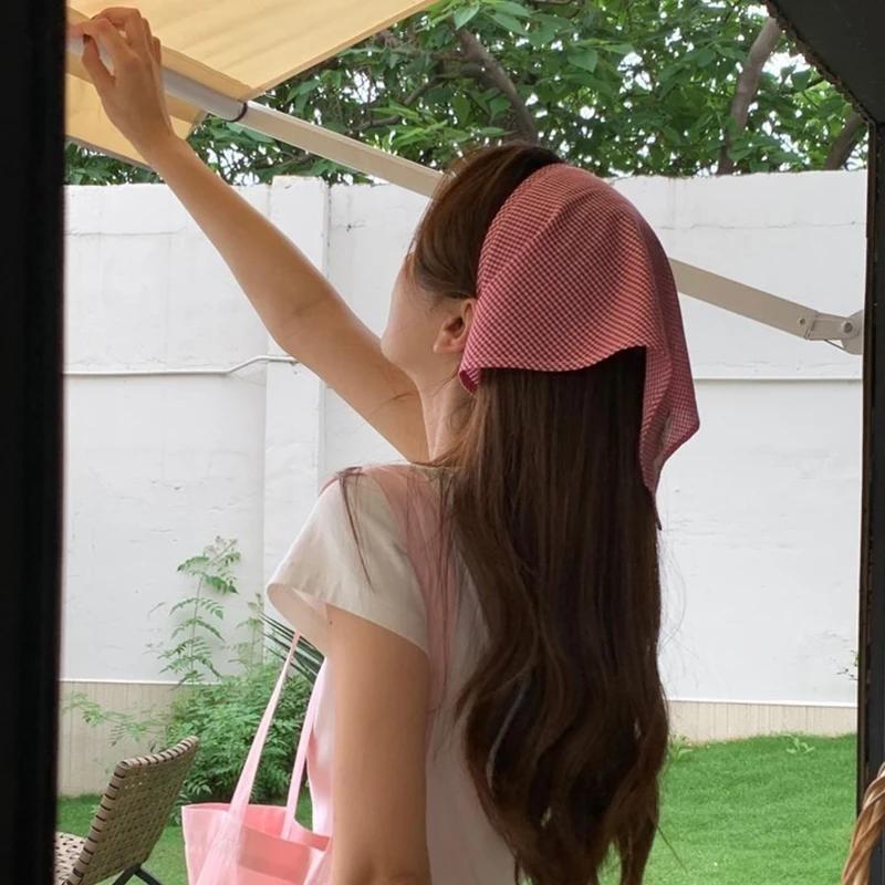 New Pastoral Style Headband Women's Triangle Headscarf Hair Bands Spring Summer Girl Fashion Decoration Ties Hair Scarf