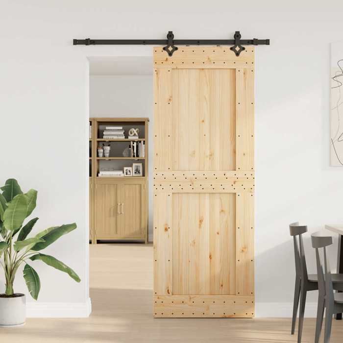VidaXL Sliding Door and Hardware Kit 85x210 Cm Solid Pine 3332726