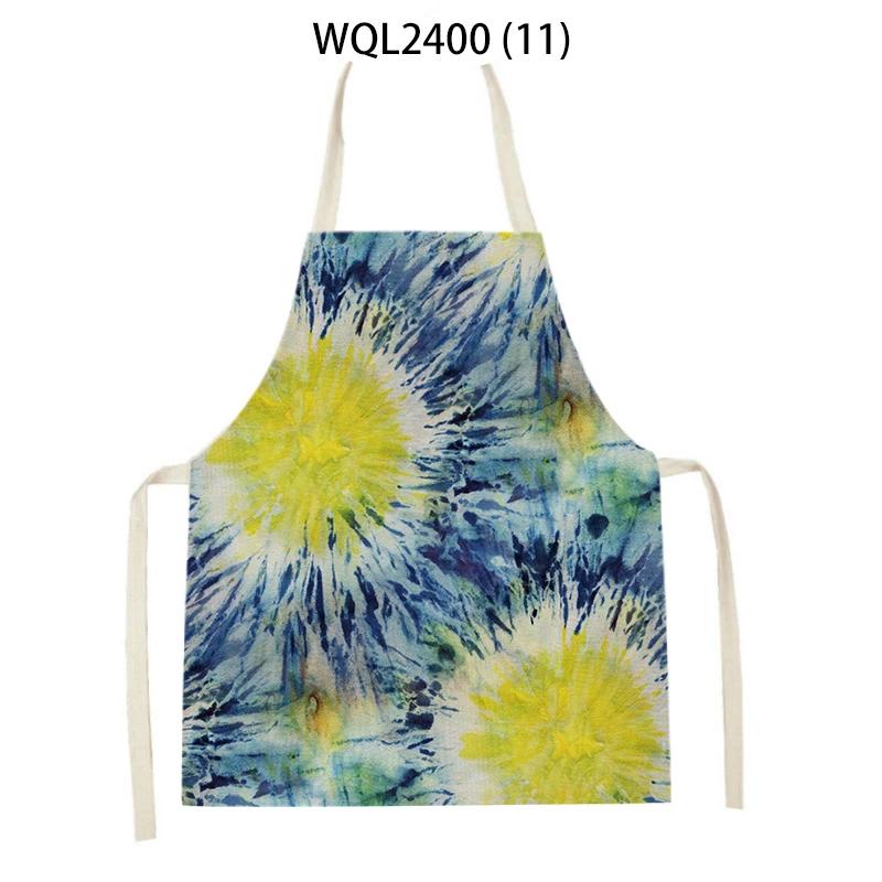 Flower Printed Sleeveless Kitchen Aprons for Women Colorful Pattern Pinafore Home Cooking Baking Waist Bib Kitchen Accessories