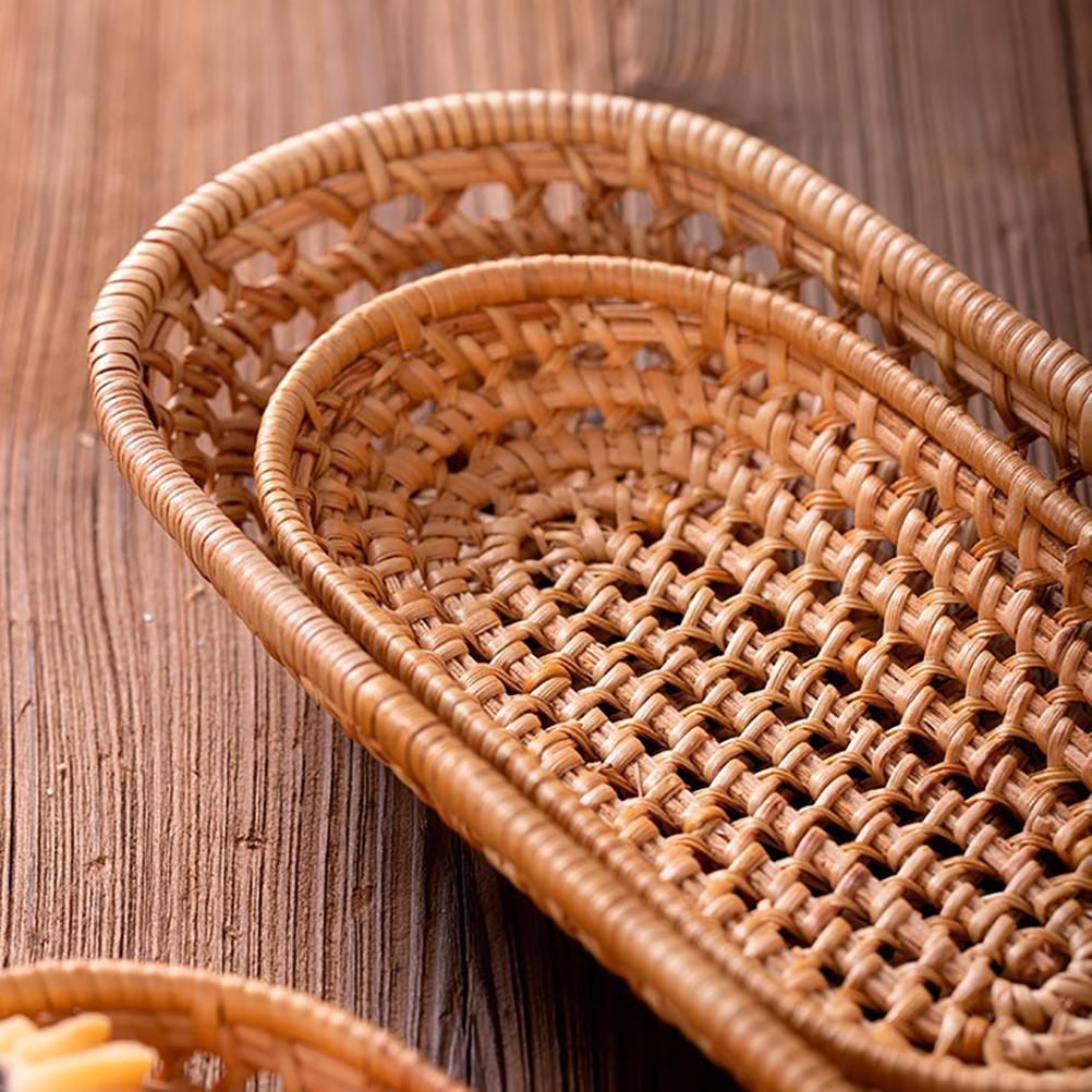 Aufbewahrungsbehälter aus Rattan Handarbeit Obstkorb Snack-Aufbewahrungskorb für Zuhause Outdoor-Picknick