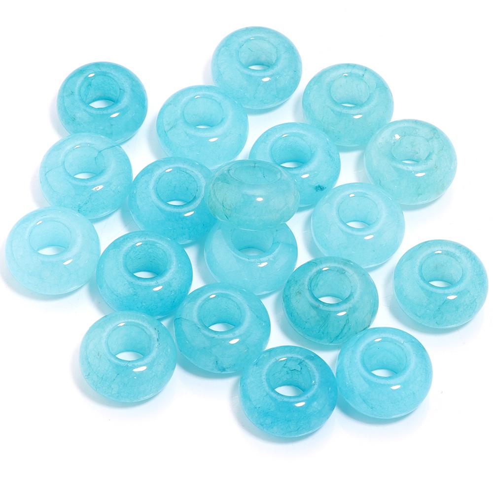 6pcs 14x8mm Natural Stone Beads Amethyst Tiger Eye Agate Jade Abacus Shape Big Hole Loose Beads for Jewelry Making DIY Bracelets