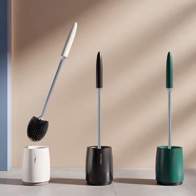 Olive Shaped Toilet Brush Set Long Handle Soft Silicone Multi Purpose Household Bathroom Cleaner No Dead Corner Flexible Deep Cleaning Hygienic