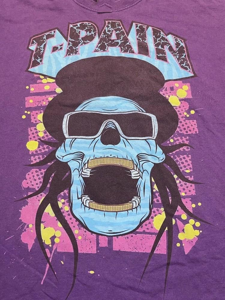 T-pain Concert Tour Skull Purple T Shirt Size S-5XL Unisex T-Shirt M