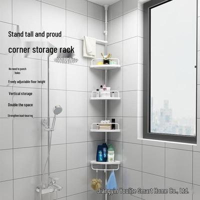 Punch-Free Corner Bathroom Storage Tower: Multi-Functional Floor-to-Ceiling Organizer