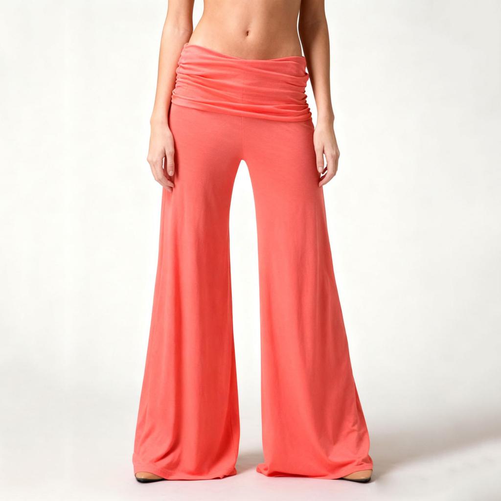 Women's Fashion Ruched Yoga Pants, Pocketless, Loose And Casual Wide-Leg Trousers