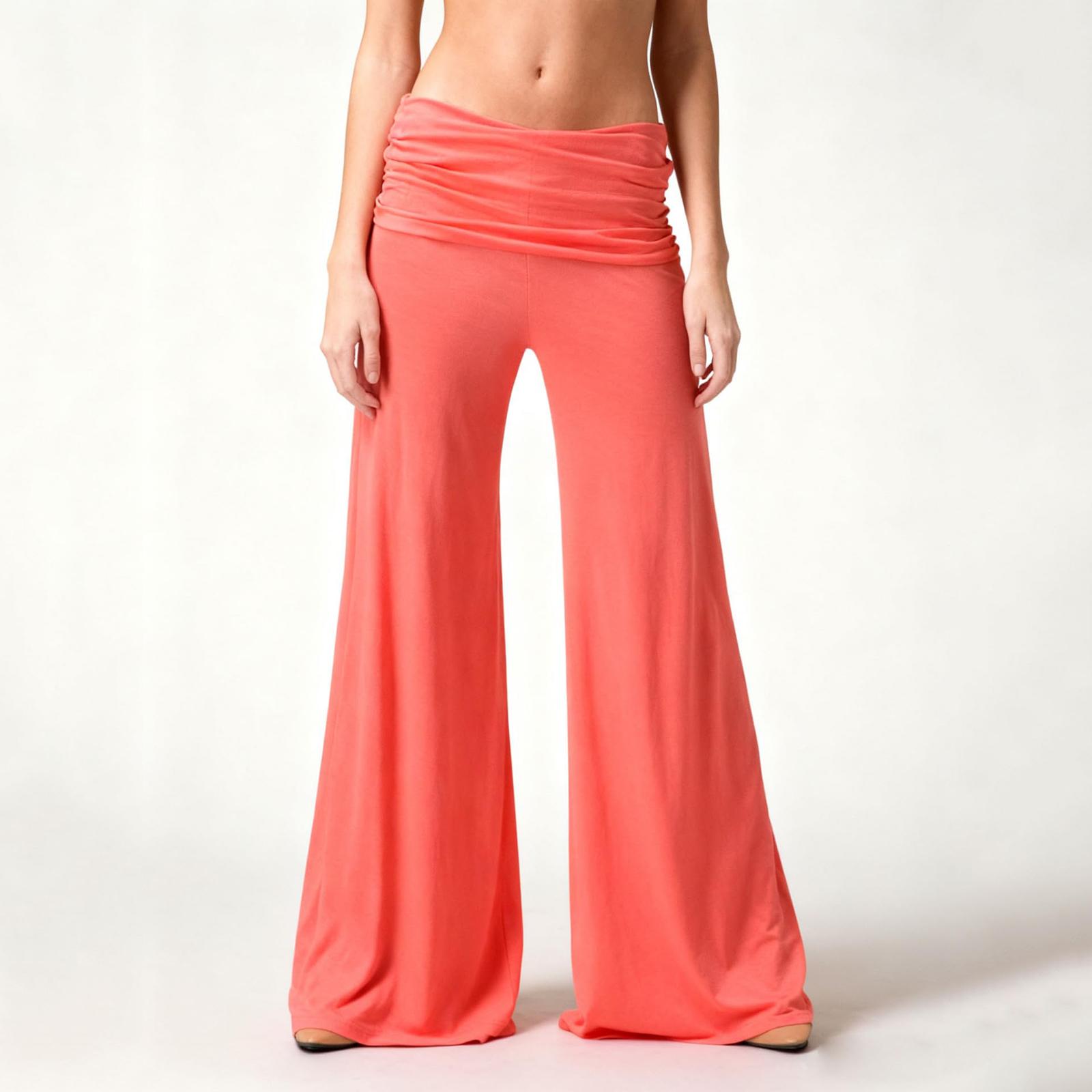 

Women s casual fashion pleated no pocket trousers S помаранчевий