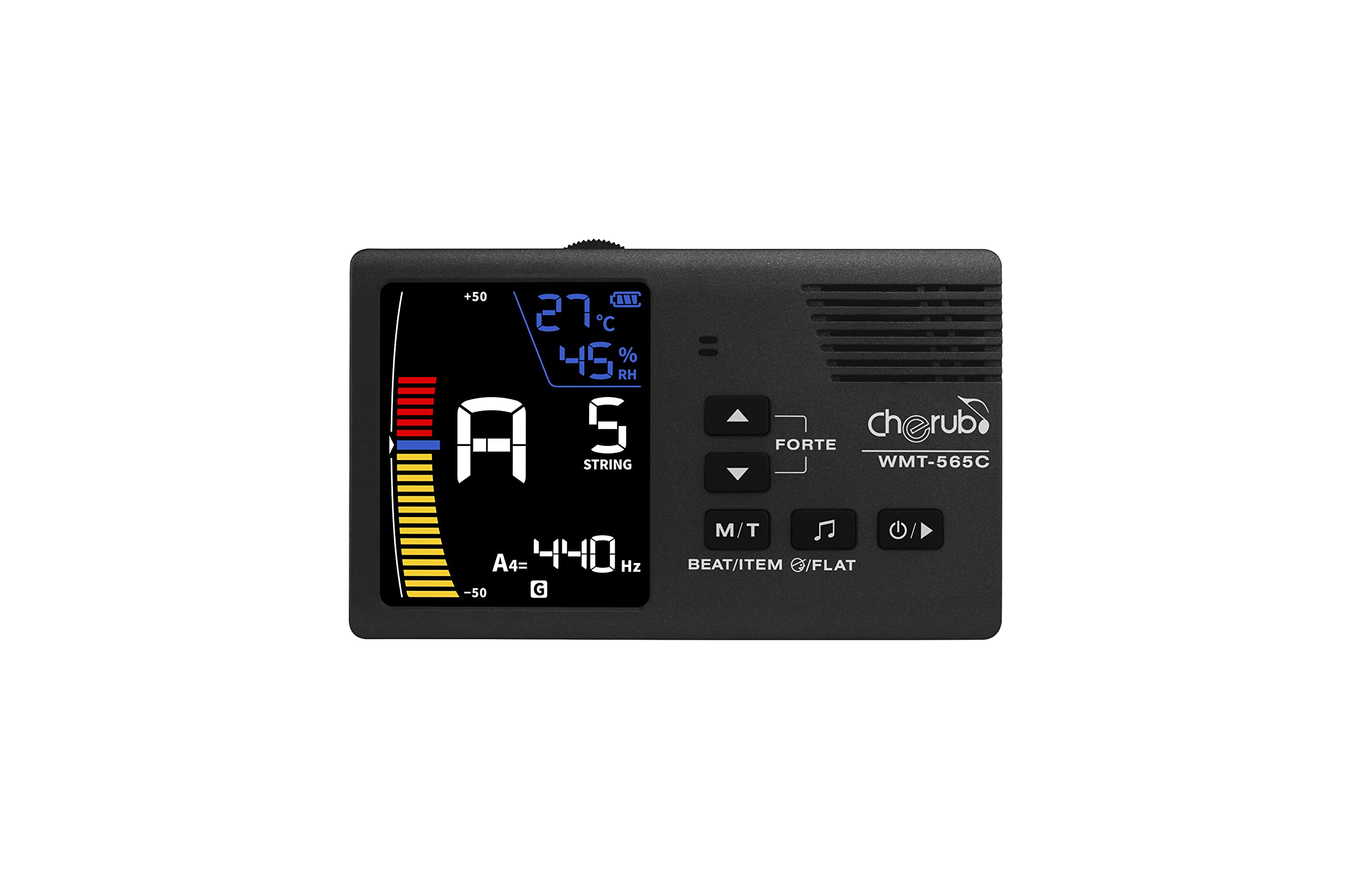 

Cherub Rechargeable Tone Multiple Tuning Includes and Bass Compact Size Metro-Tuner, 5-in-1 Tuner, Metronome, Generator, Hygrometer/Thermometer, чёрный