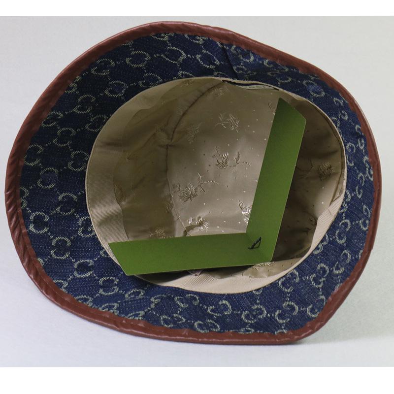 GG Fashion Denim Fisherman Hat: Spring/Autumn Color Block, Letter Embroidery, Versatile Korean Style Bucket Hat.