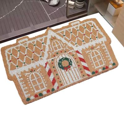 Christmas Cartoon Imitation Cashmere Floor Mat Snowflake Santa Claus Entrance Door Mat Foot Pad  60x40x1cm