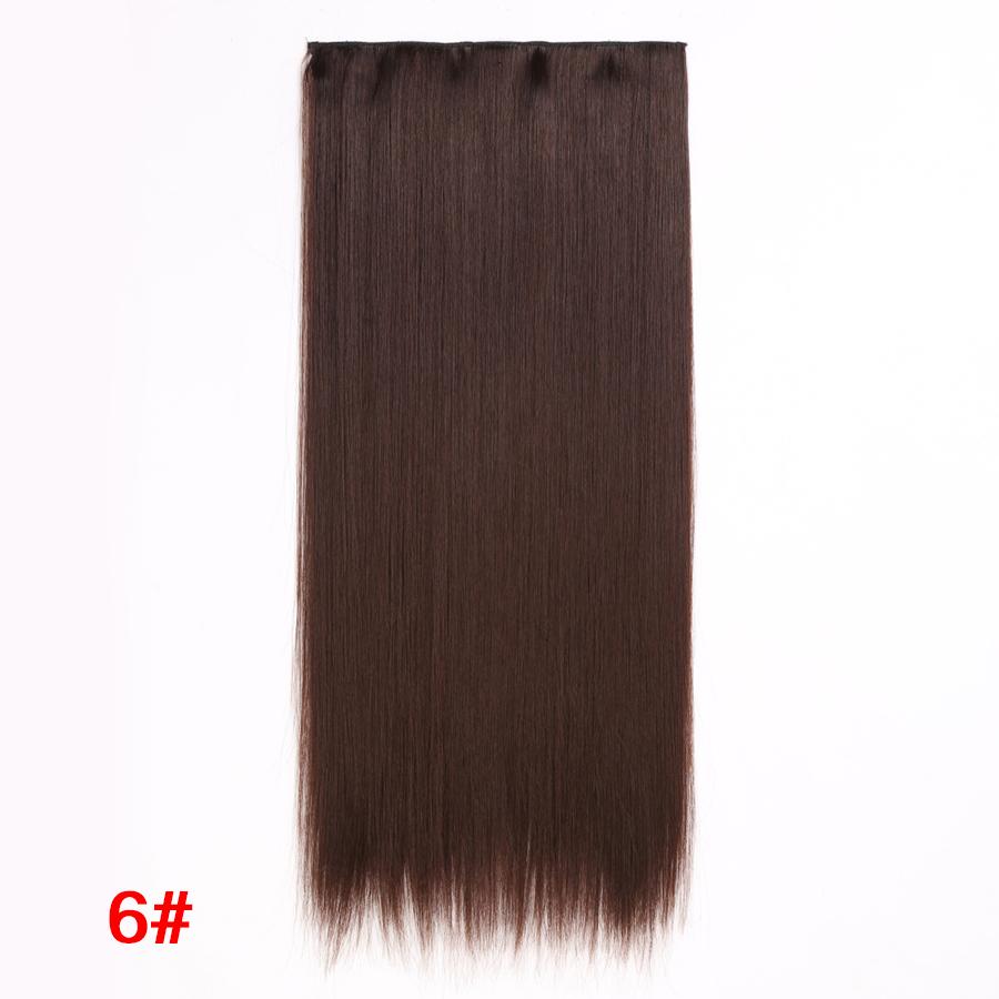 Leeons 5 Clips In Hair Extensions Synthetic Straight Heat-Resisting Fiber Clip On 24 Inch Blonde Brown Fashion Color For Women