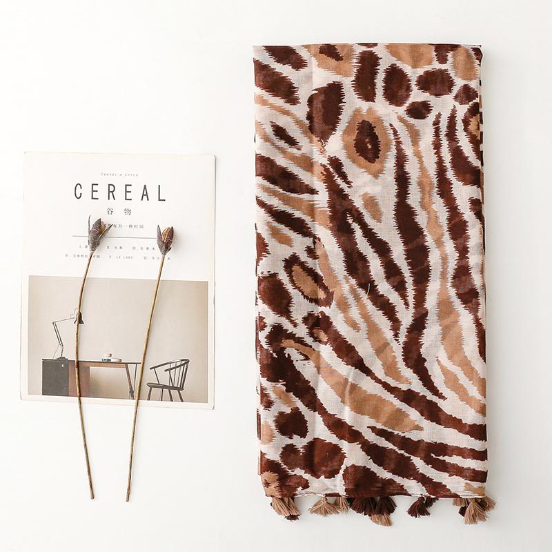 88*180cm Luxury Leopard Print Ladies Soft Women Viscose Scarf Female Cotton Linen Feeling Shawl Tassel Four Seasons Muslim Hijab