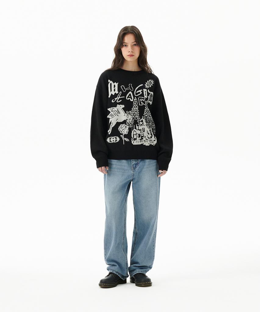 MAHAGRID Fantasia Knit Sweater Black(Mg2Dfmk623A)