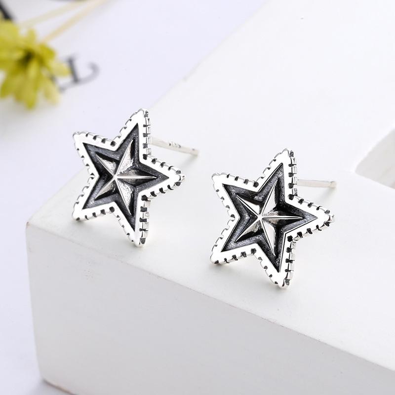 

Retro Earrings Personalized Versatile Star Stud Earrings Unique Earrings Men S And Women S Small Five-Pointed Star Jewelry 925 silver