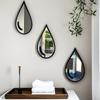 3Pcs Wall Mount Water Drop Wall Stickers Black Frame Teardrop-Shaped Mirror  Bathroom