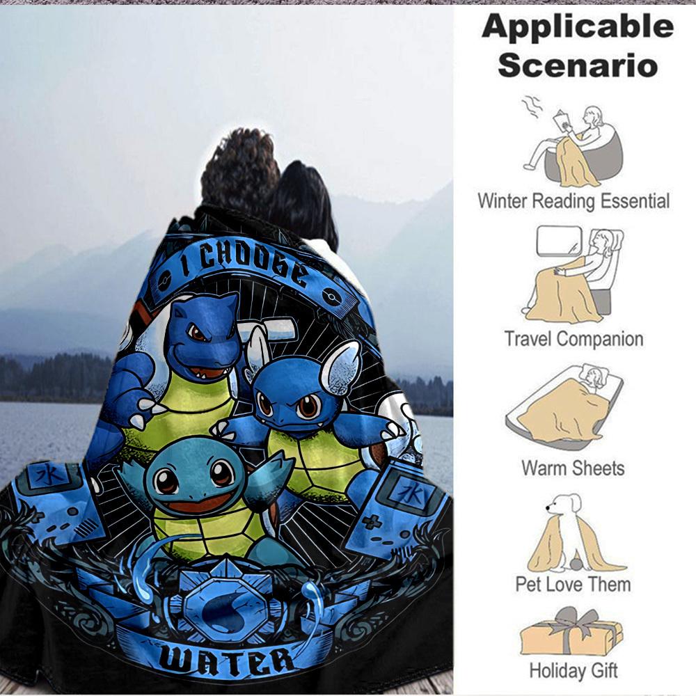 1 PZ, Squirtle, Bulbasaur Coperta Morbida Calda Coperta per Tutte le Stagioni per Divano, Letto, Auto, Ufficio Design Vivace Colorato, Regalo Durevole & Accogliente