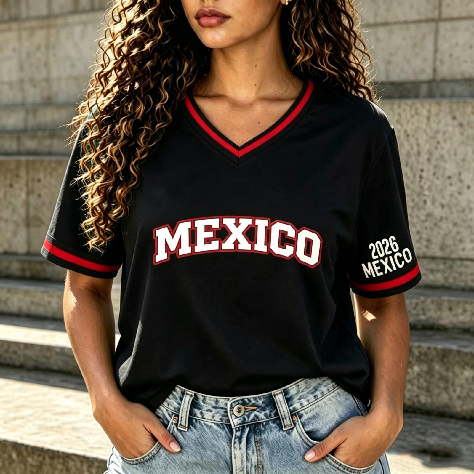 Women s Casual V-Neck Soccer Graphic Top for Everyday Wear L