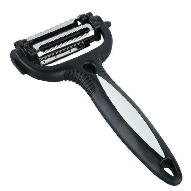 

3-в-1 из нержавеющей стали овощечистка бытовая многофункциональная резка для огурцов, моркови, фруктов, дыни, строгальный станок кухонные принадлежности чёрный