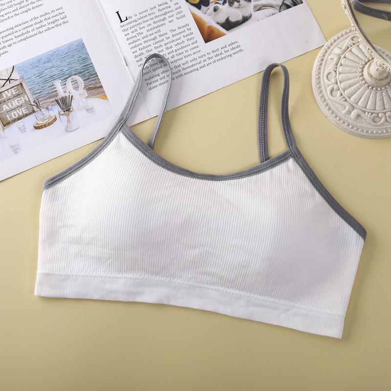 Teen Girls  Tank-Style Padded Bustier - Comfortable & Breathable Bandeau Bra for Puberty One Size серый