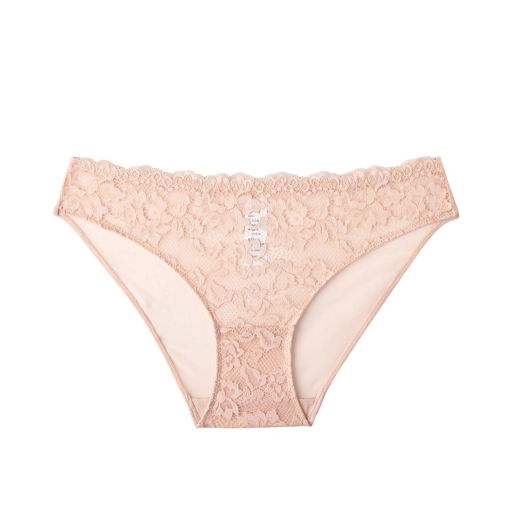 Sexy lace panties thin hollow transparent embroidered large size panties women's pure cotton bottom crotch hip lift low waist briefs