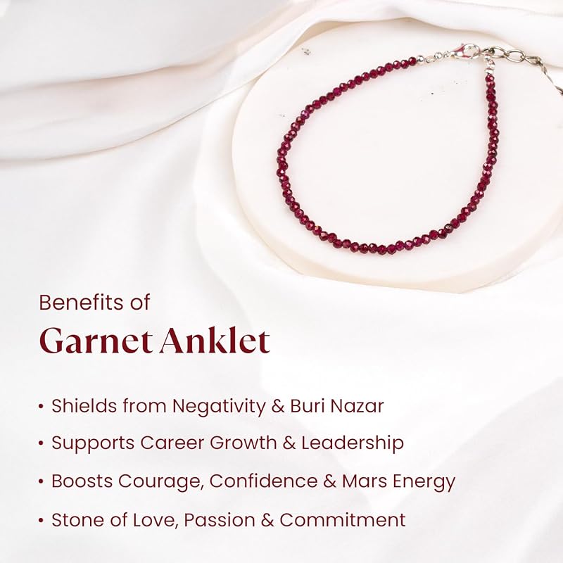 Astrotalk Garnet Anklet | Stone of Courage, Protection & Stability | Garnet Anklet for Women | Best Gift for Woman | Spi