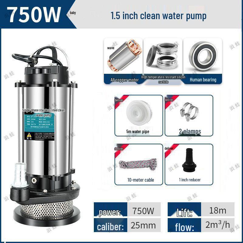 Copper Core 220V Stainless Steel Submersible Water Pump for Household, Sewage, and Agricultural Use