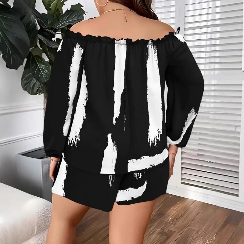 Sommer Einzeiler Kragen Übergröße Top Shorts Lässiger Modeanzug