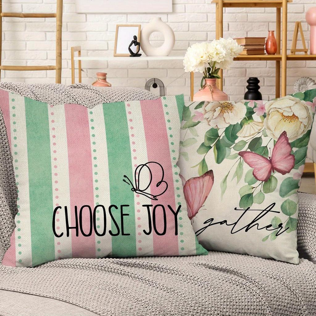 Idyllic Floral - Butterfly Pillow Covers with Uplifting QuotesLiving room sofa cushion cover, room decoration