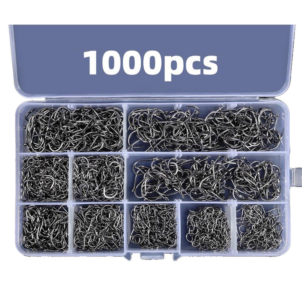 1000pcs Barbed Fishing Hooks 3 To 12 Sizes Steel Fish Hook with Barb Fishing Accessories for Outdoor