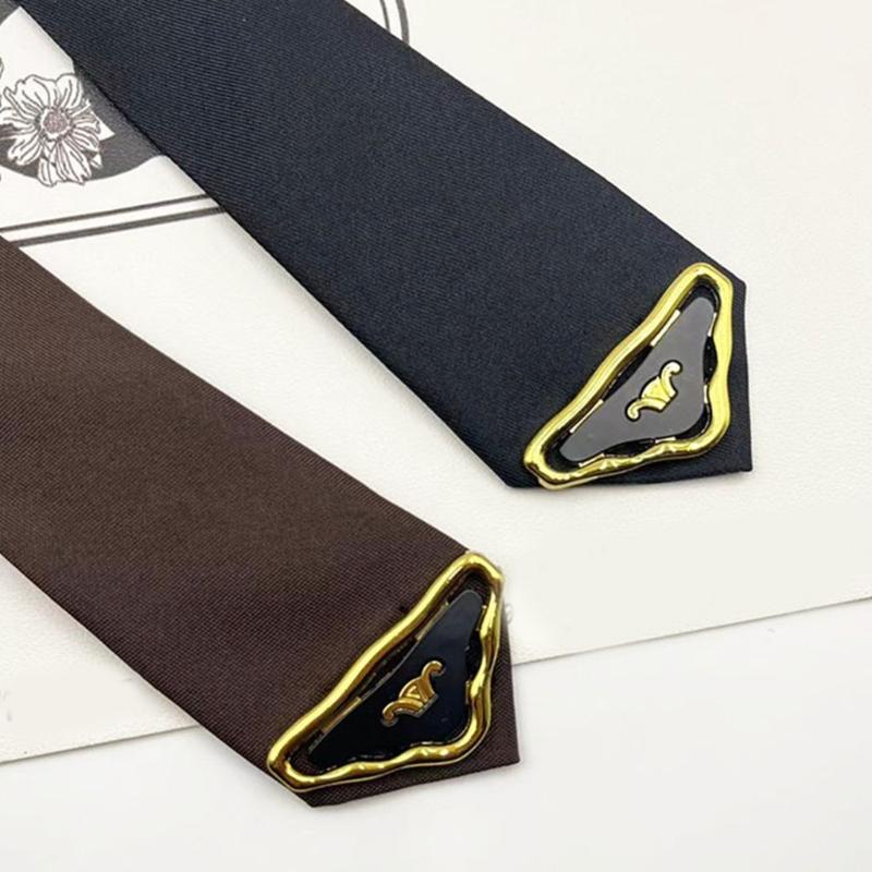 Preppy School Neck Tie with Triangular Charm Vintage Pre Tied Necktie Neckwear for Adult and Kids Student Uniform Ties
