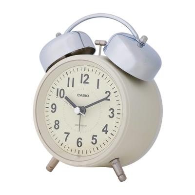 Radio-Controlled Twin Bell Alarm Clock Beige with Snooze Light